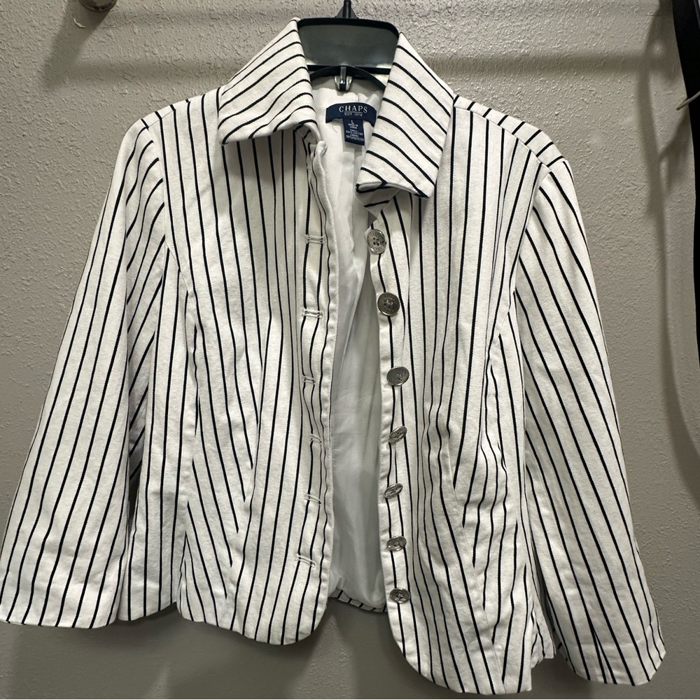 Chaps White Striped Women's blazer
